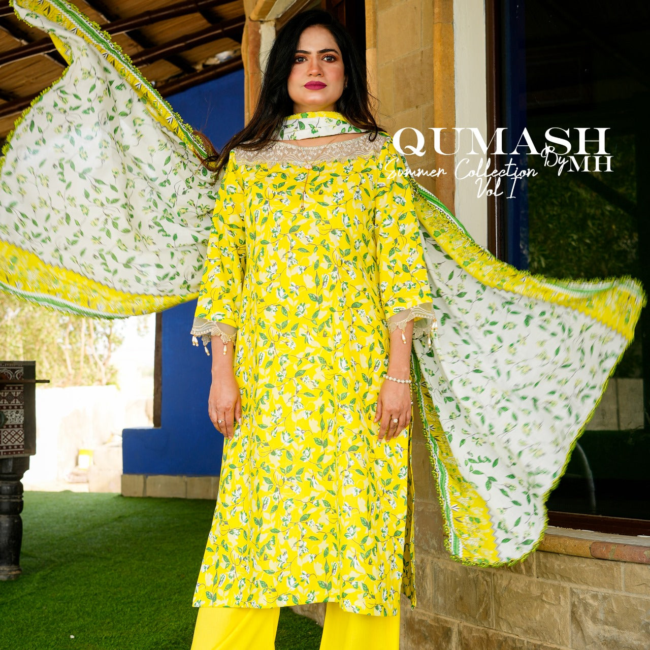 Sunshine Yellow Floral Lawn Suit
