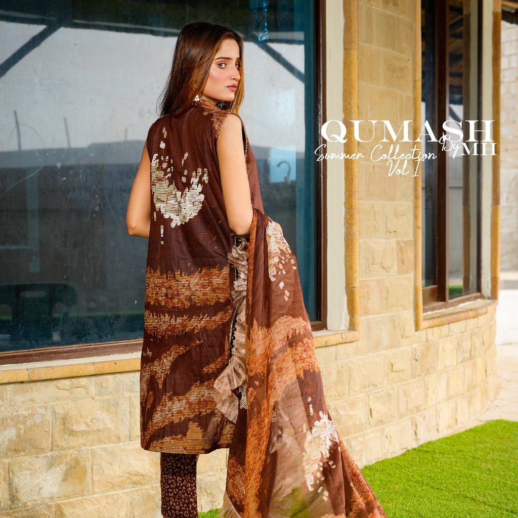 Earthy Brown Embroidered Lawn Suit