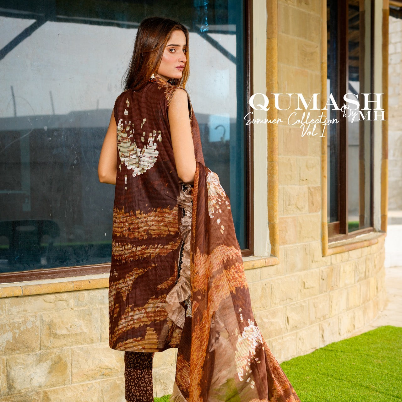 Earthy Brown Embroidered Lawn Suit