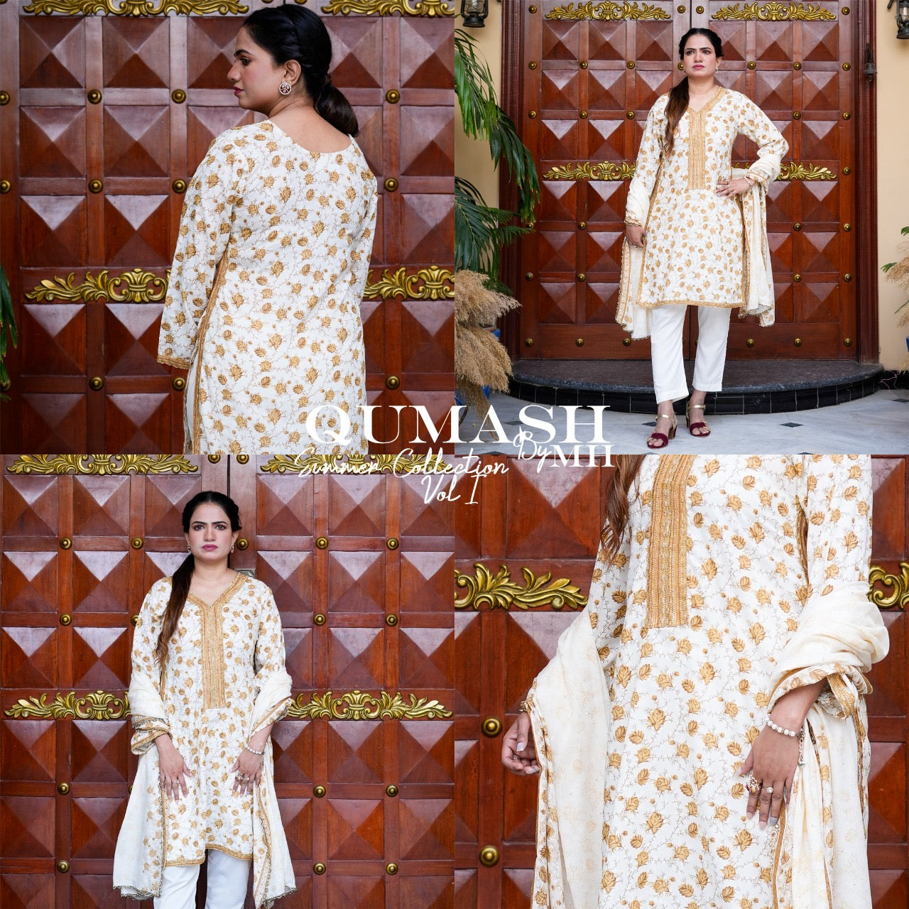 Ivory Blossoms Lawn Suit