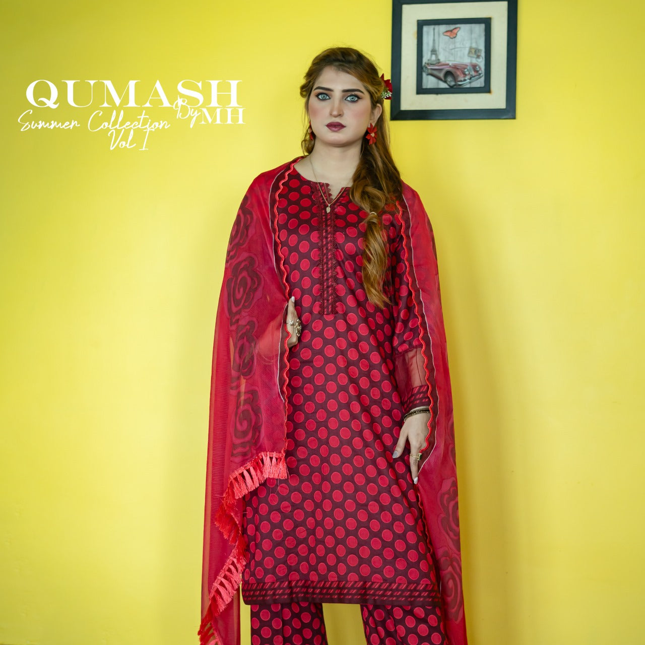 Bold Red Polka Lawn Suit