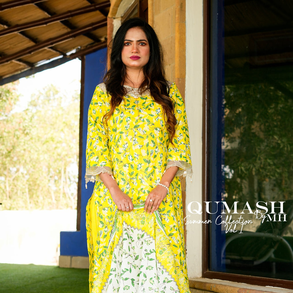 Sunshine Yellow Floral Lawn Suit