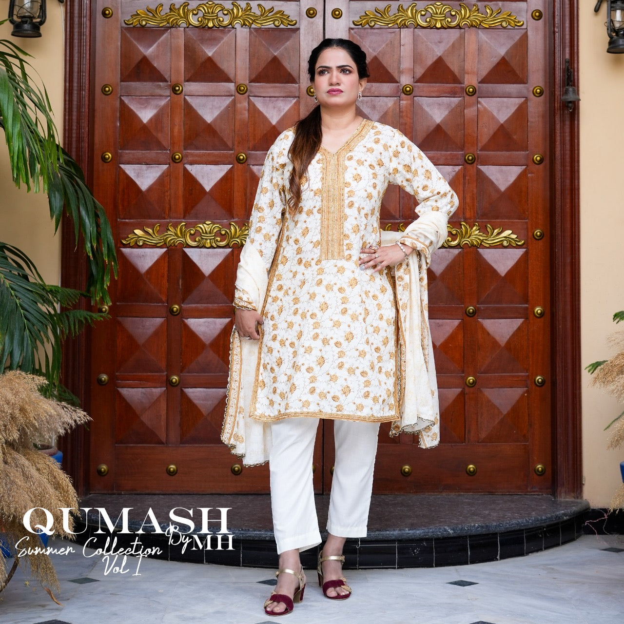 Ivory Blossoms Lawn Suit
