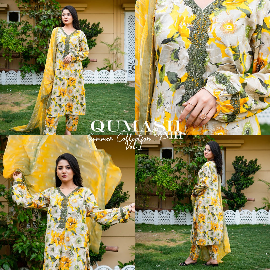 Sunlight Bloom 3-Piece Lawn Suit