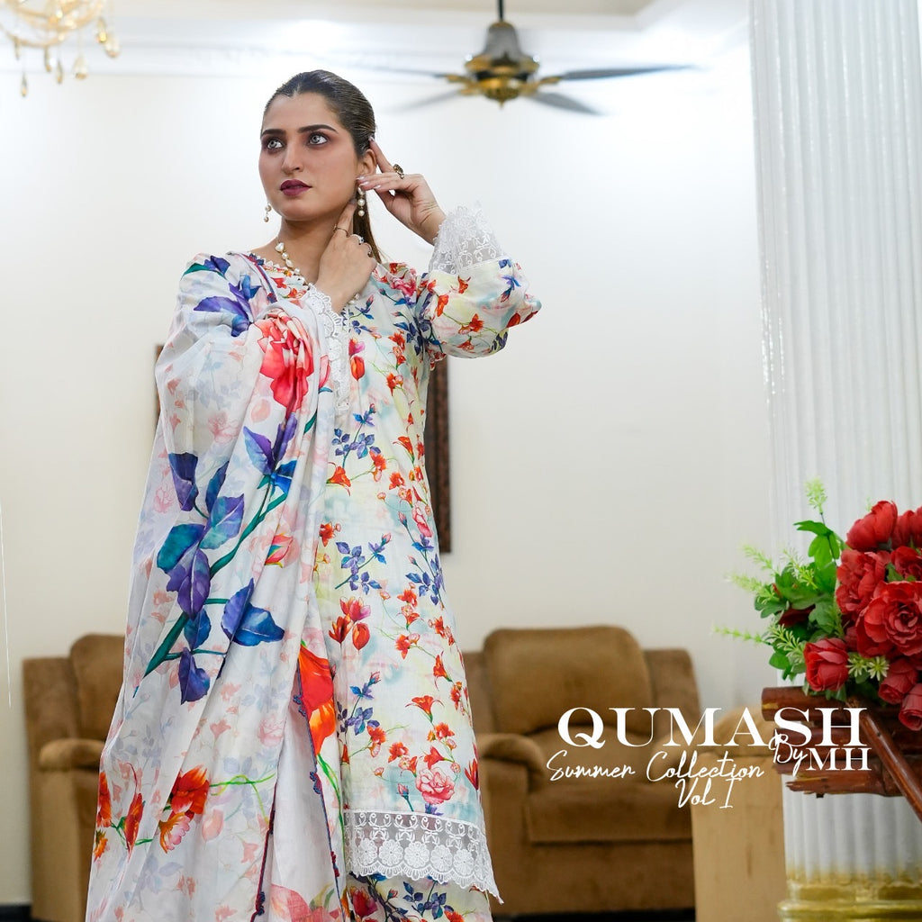 Blooming Radiance 3-Piece Lawn Suit