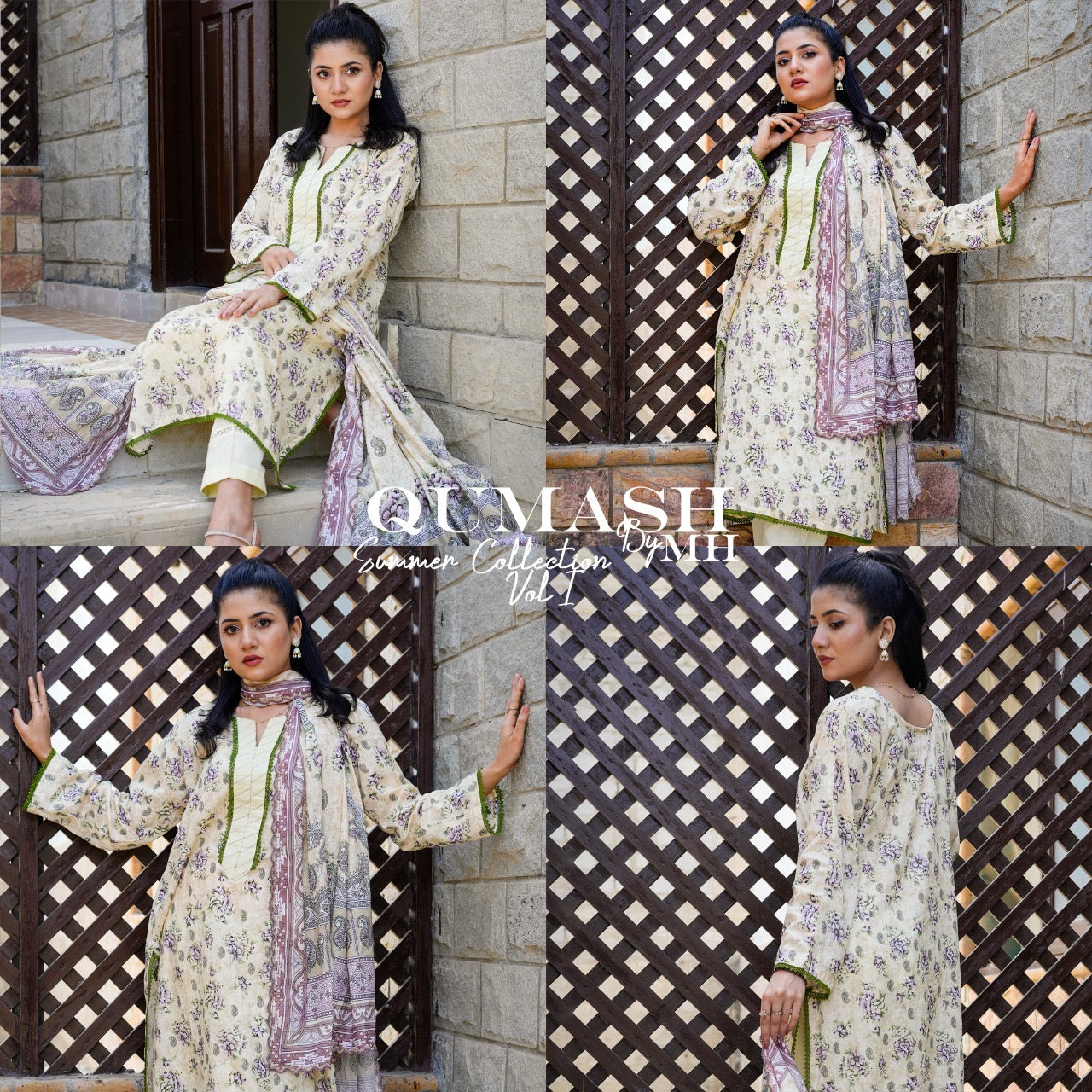Soft Beige Floral Lawn Suit