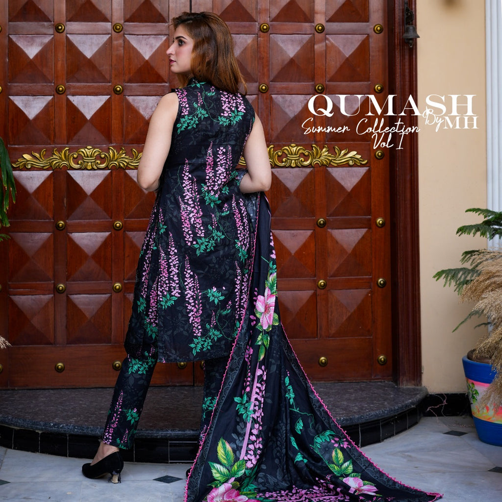 Midnight Blossom - 3 Piece Lawn Suit