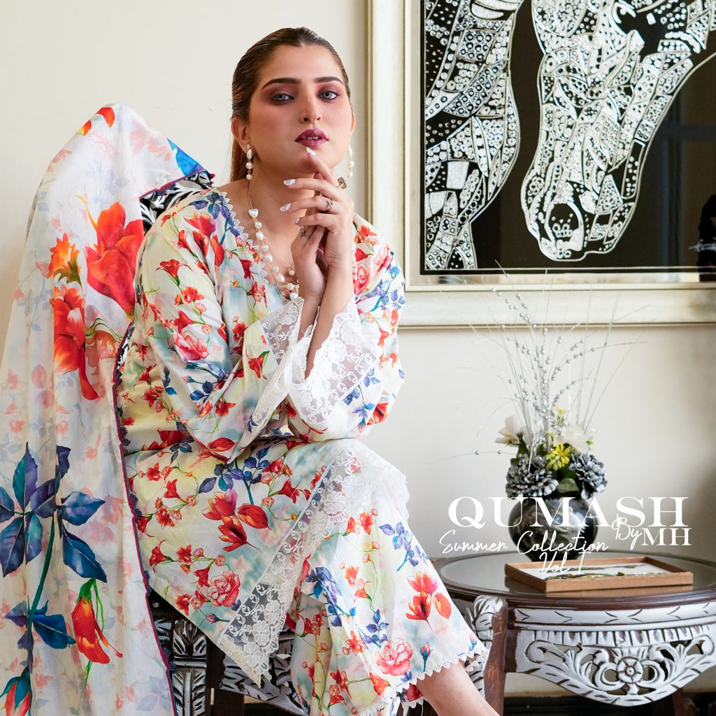 Blooming Radiance 3-Piece Lawn Suit