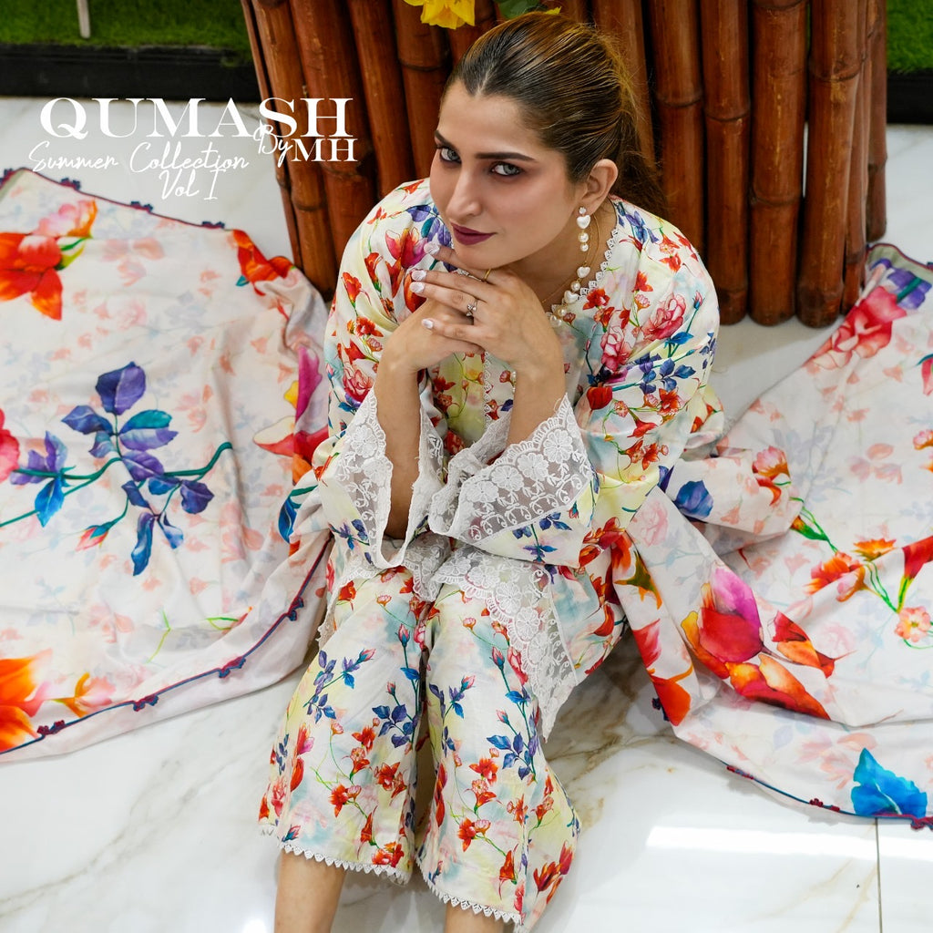 Blooming Radiance 3-Piece Lawn Suit