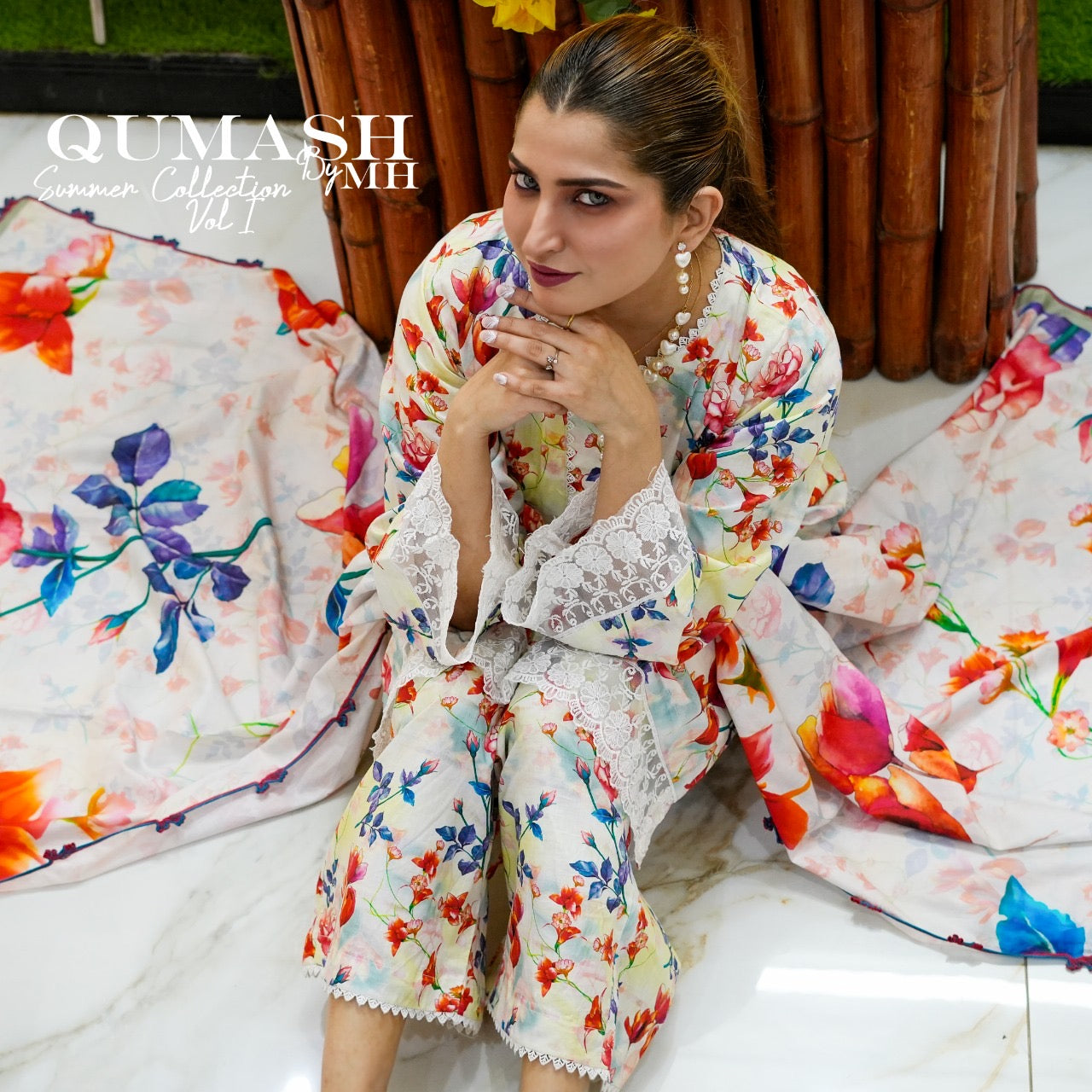 Blooming Radiance 3-Piece Lawn Suit