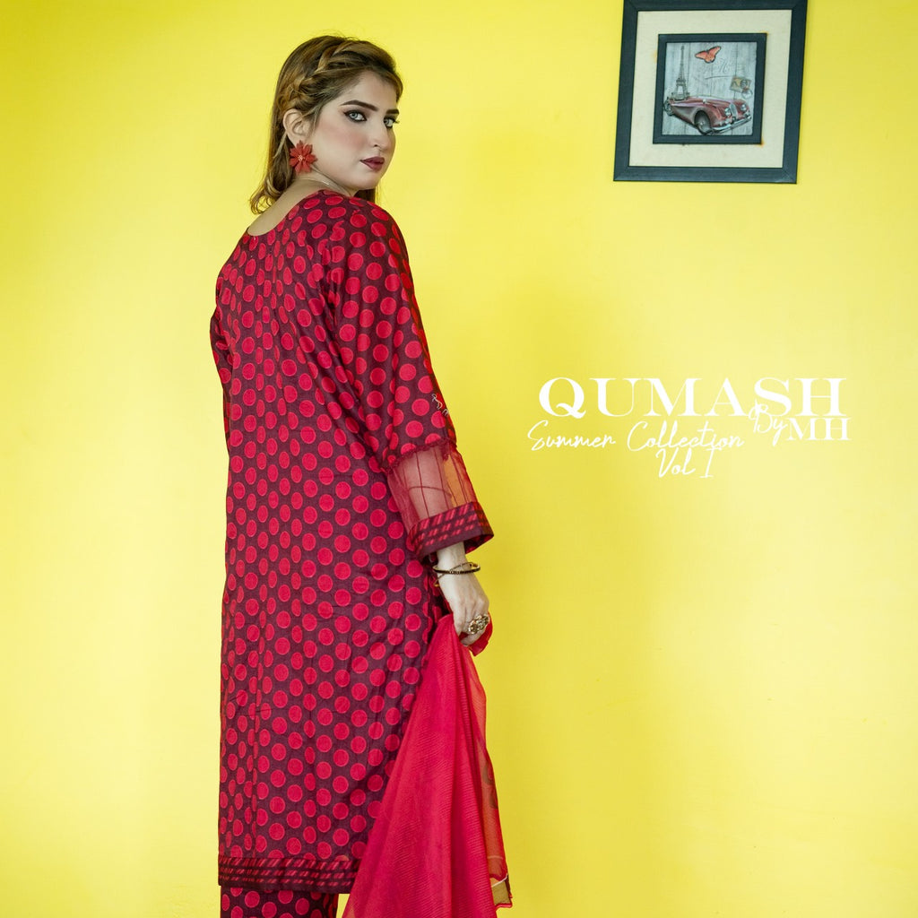 Bold Red Polka Lawn Suit