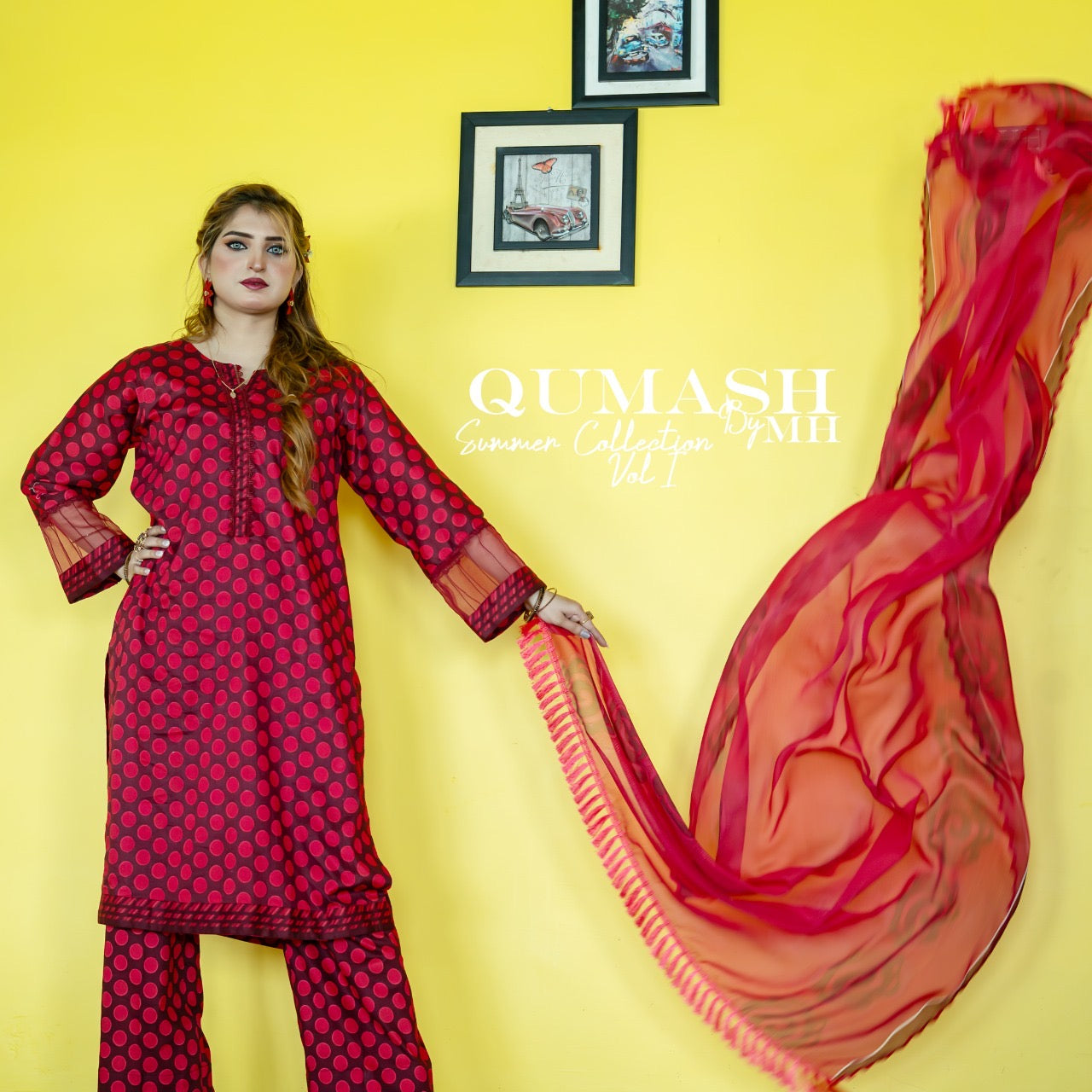 Bold Red Polka Lawn Suit