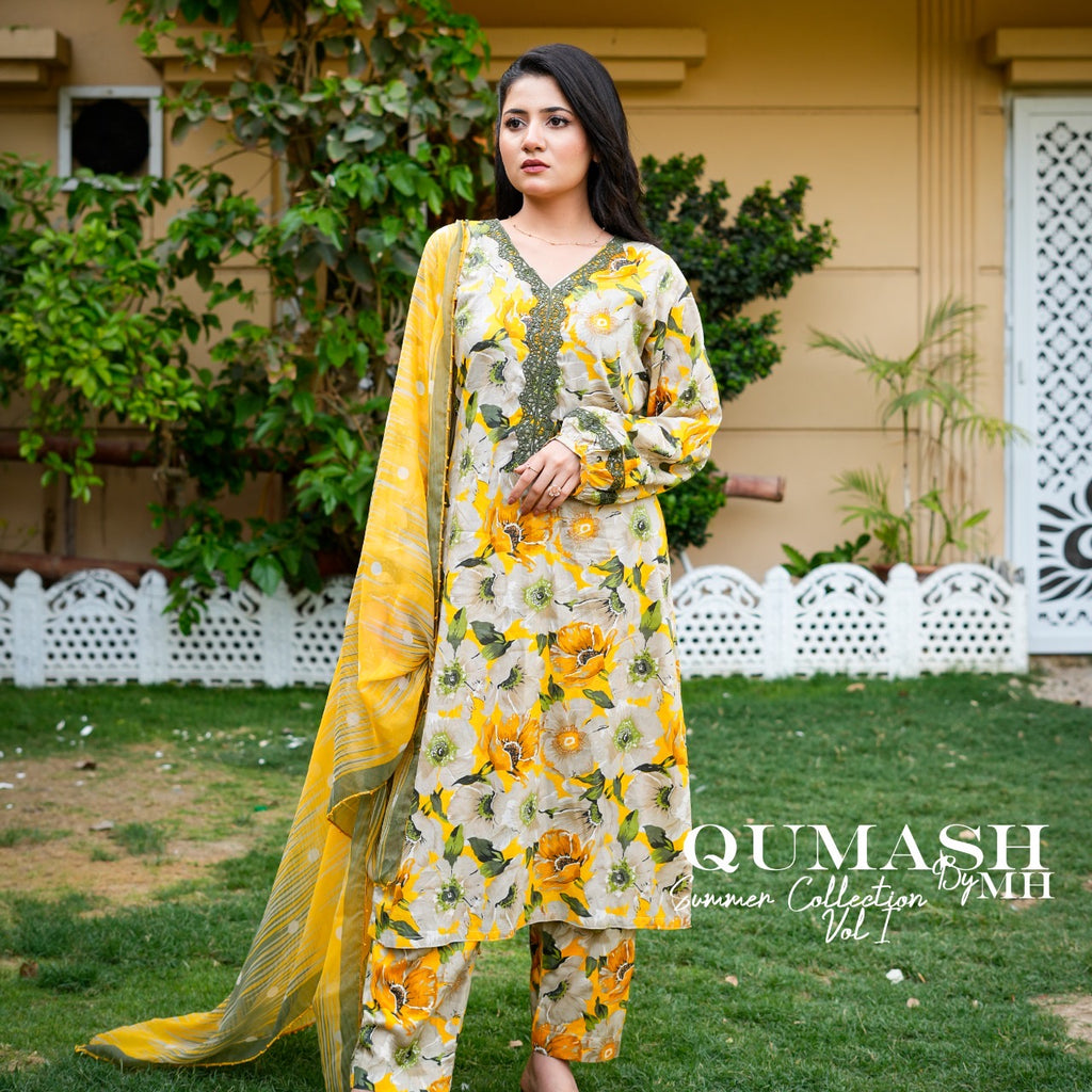 Sunlight Bloom 3-Piece Lawn Suit