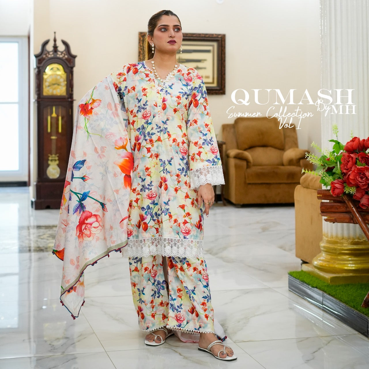 Blooming Radiance 3-Piece Lawn Suit