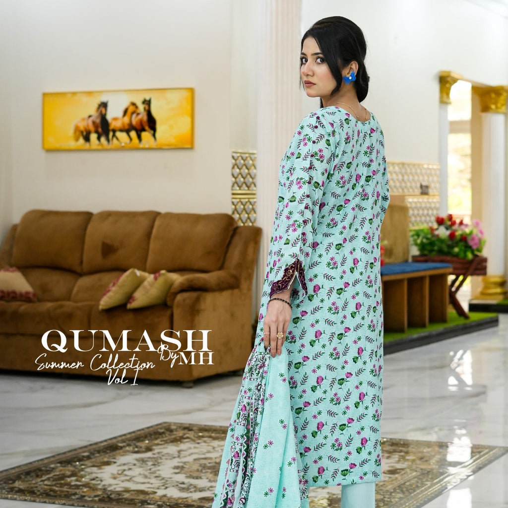 Aqua Bloom 3-Piece Lawn Suit