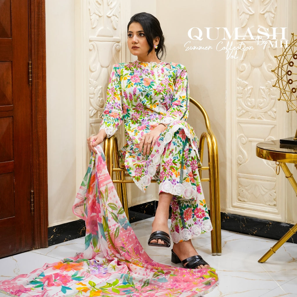 Floral Bliss 3-Piece Lawn Suit