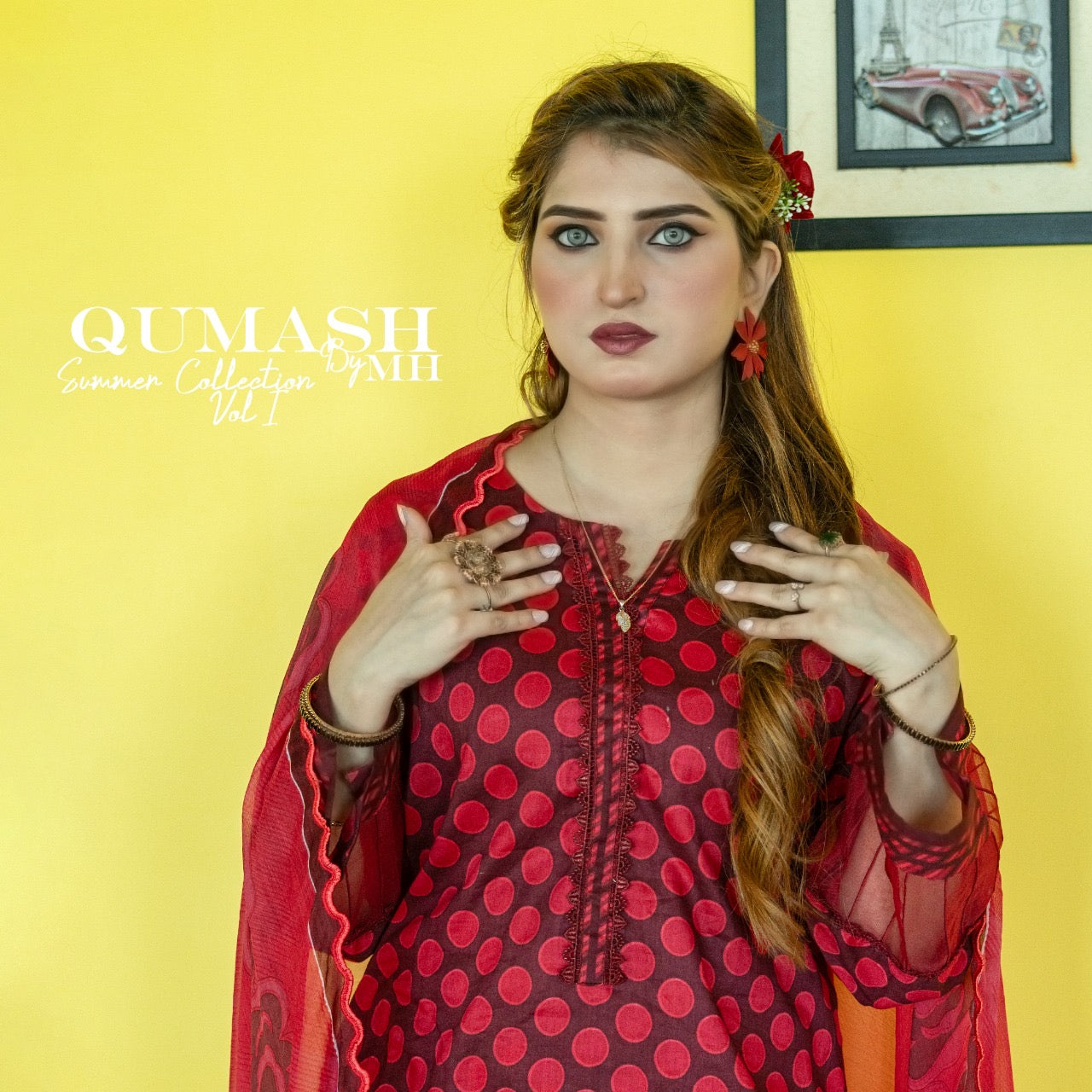 Bold Red Polka Lawn Suit