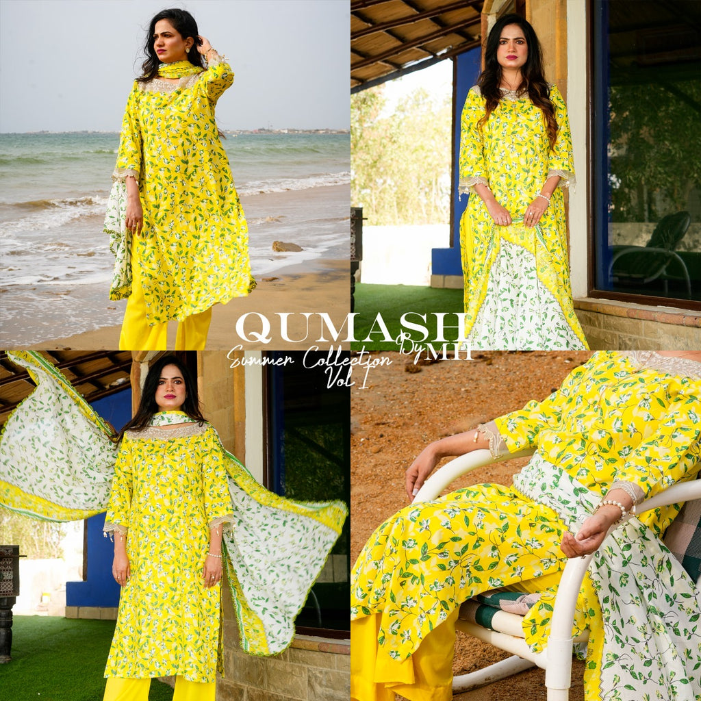 Sunshine Yellow Floral Lawn Suit